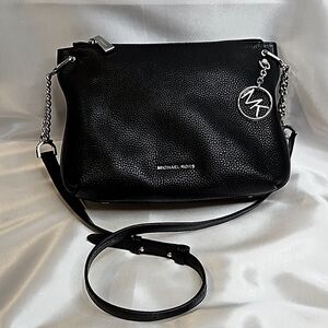 Michael Kors Lillie Messenger Bag Black with Silver Hardware